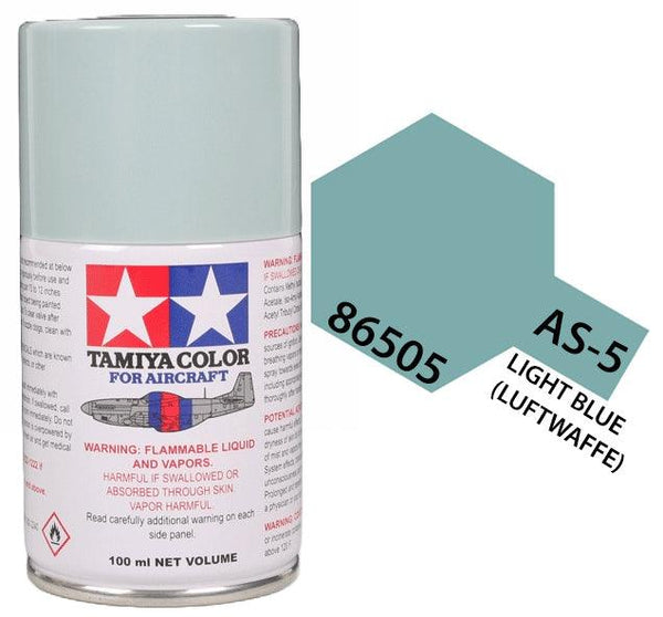 Tamiya 86505 AS-5 Light Blue (Luftwaffe) Aircraft Lacquer Spray Paint 100ml - A-Z Toy Hobby