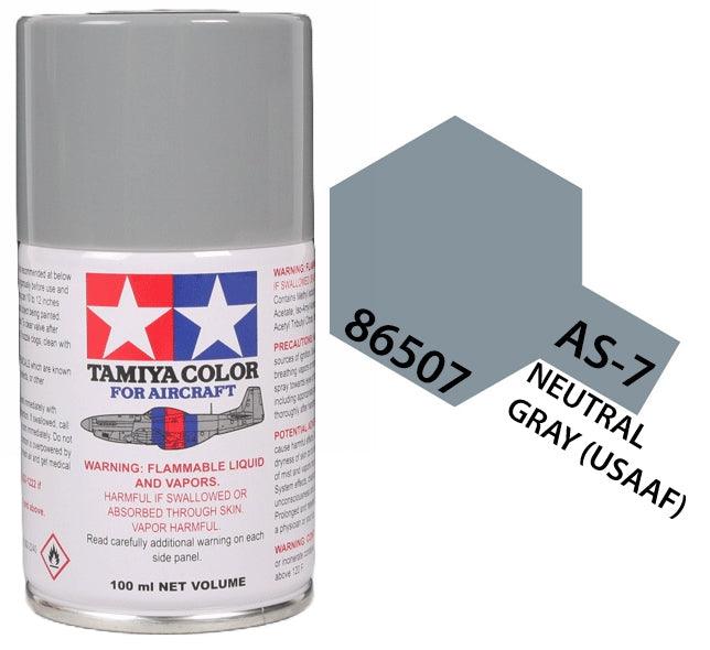 Tamiya 86507 AS-7 Neutral Gray Aircraft Lacquer Spray Paint 100ml - A-Z Toy Hobby