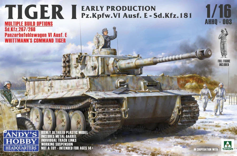 Andy's HHQ 003 Tiger I Early Production with Full Figure 1/16 Model Kit - A-Z Toy Hobby
