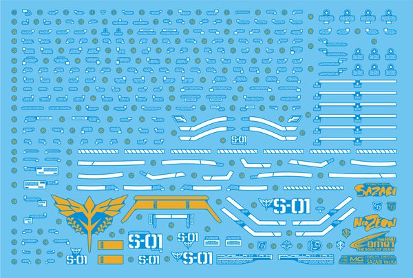 Delpi Holo White & Gold Water Decal For MG Sazabi Ver. Ka - A-Z Toy Hobby