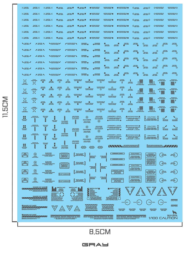 Delpi Mechanical Caution Water Decal for 1/100 (Gray) - A-Z Toy Hobby