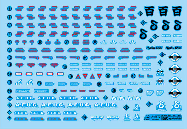 Delpi Water Decal For HG Hyaku Shiki - A-Z Toy Hobby