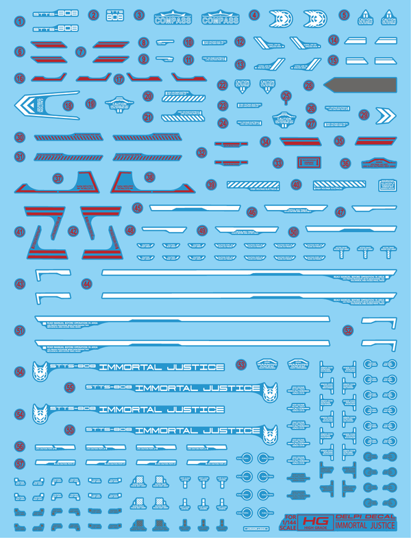 Delpi Water Decal For HG Immortal Justice - A-Z Toy Hobby