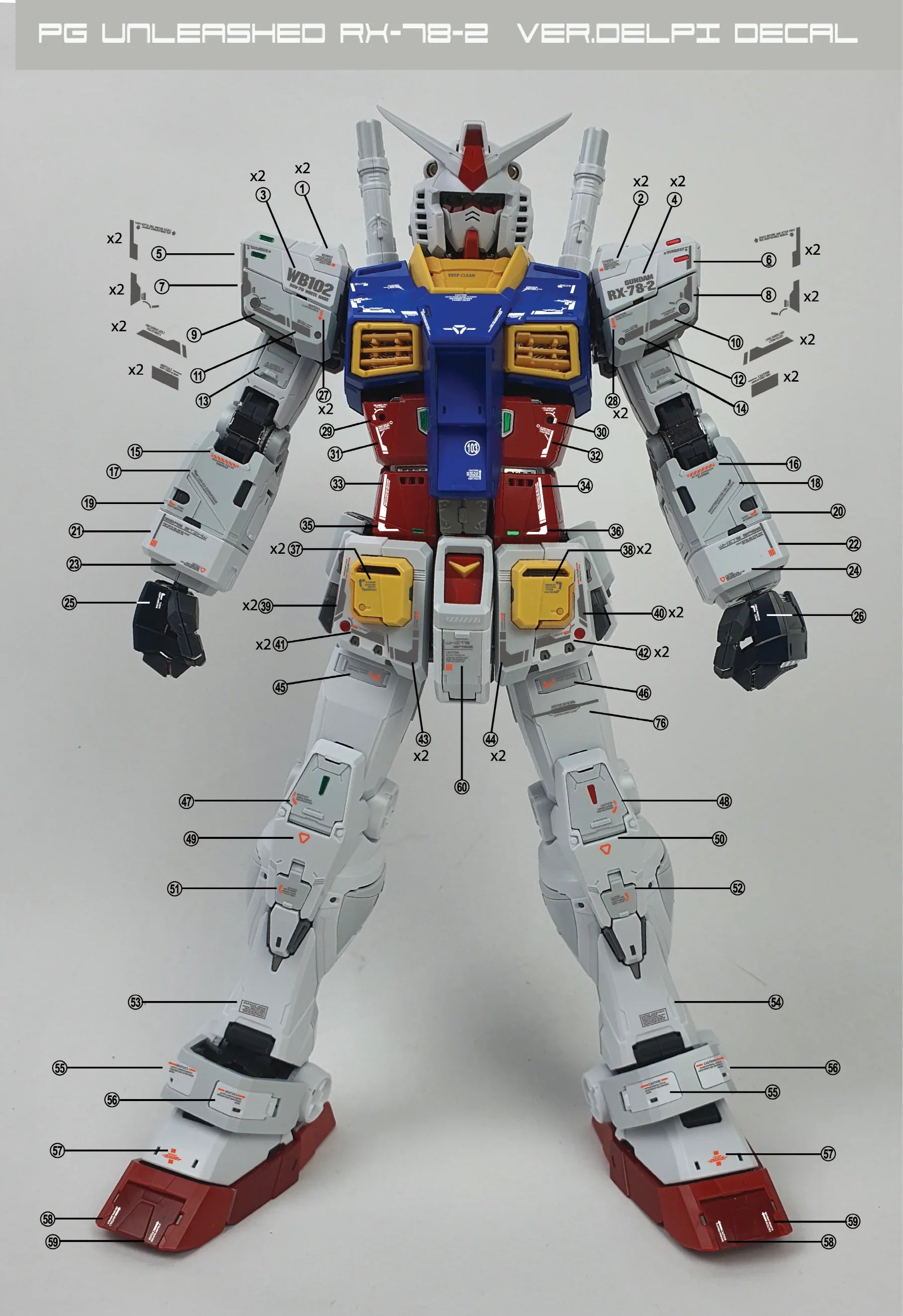 Delpi Gold Metal Sticker Ver. Delpi For PG Unleashed RX-78-2 - A-Z Toy Hobby