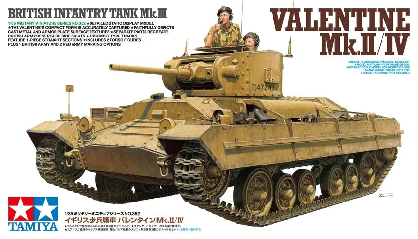 Tamiya 35352 British Infantry Tank Mk.III Valentine Mk.II/IV 1/35 Model Kit - A-Z Toy Hobby