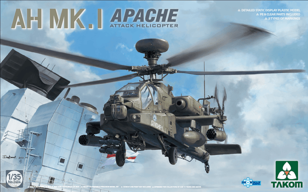 Takom 2604 AH MK.I Apache Attack Helicopter 1/35 Model Kit - A-Z Toy Hobby