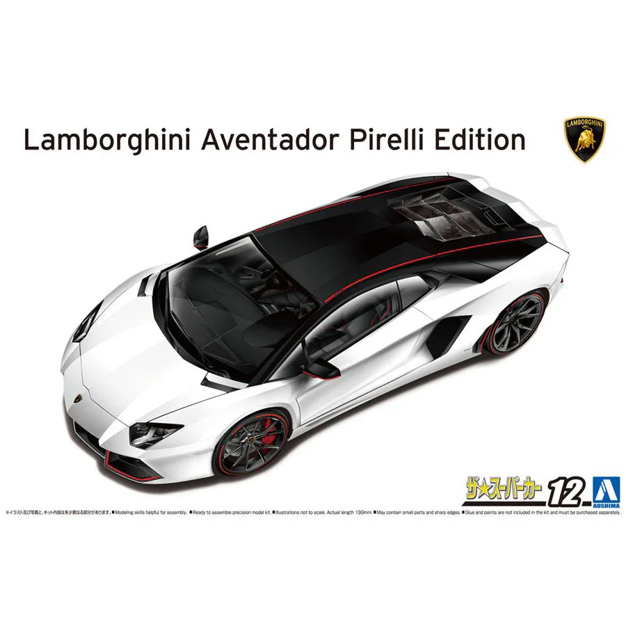 Aoshima 06121 2015 Lamborghini Aventador Pirelli Edition 1/24 Model Kit - A-Z Toy Hobby