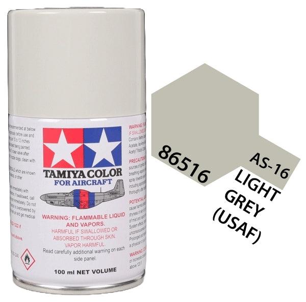 Tamiya 86516 AS-16 Light Gray (USAF) Aircraft Lacquer Spray Paint 100ml - A-Z Toy Hobby