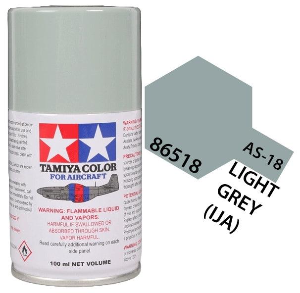 Tamiya 86518 AS-18 Light Gray (IJA) Aircraft Lacquer Spray Paint 100ml - A-Z Toy Hobby