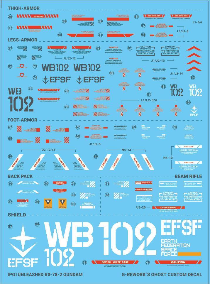 G-Rework Water Decal For PG Unleashed RX-78-2 - A-Z Toy Hobby