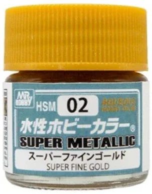 Mr. Hobby HSM02 Aqueous Super Metallic Super Fine Gold Paint 10ml - A-Z Toy Hobby