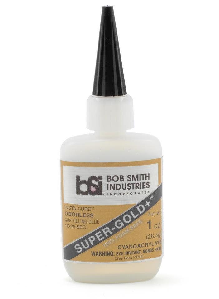Bob Smith Super-Gold+ Odorless Foam Safe Gap Filling CA Glue 1oz - A-Z Toy Hobby