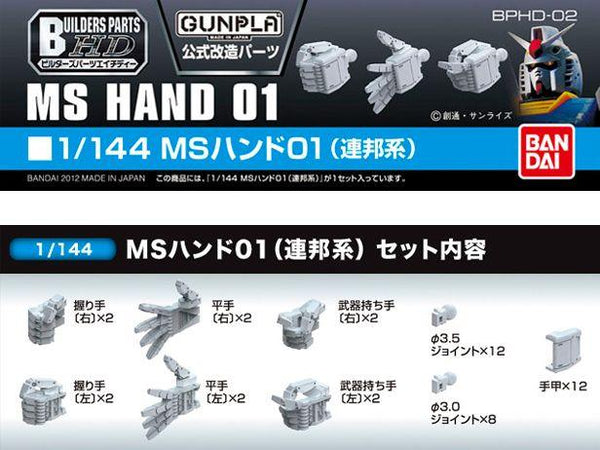 Bandai Builders Parts HD 02 MS Hand 01 EFSF 1/144 - A-Z Toy Hobby