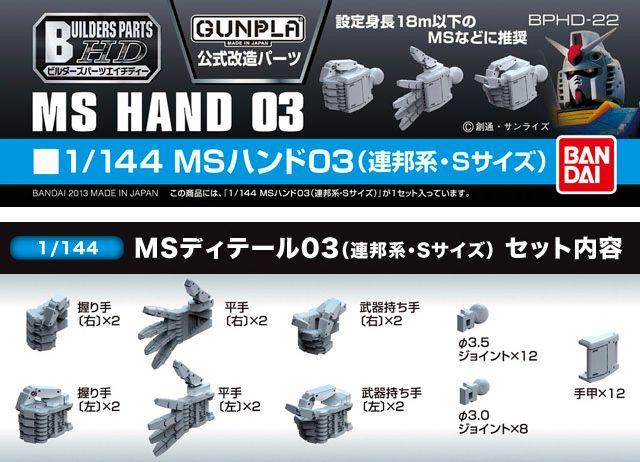 Bandai Builders Parts HD 22 MS Hand 03 Small ESFS 1/144 - A-Z Toy Hobby