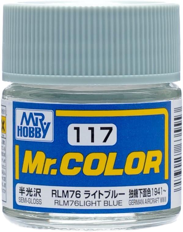 Mr. Hobby C117 Mr. Color Semi Gloss RLM76 Light Blue Lacquer Paint 10ml - A-Z Toy Hobby