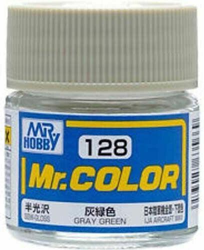 Mr. Hobby C128 Mr. Color Semi Gloss Gray Green Lacquer Paint 10ml - A-Z Toy Hobby