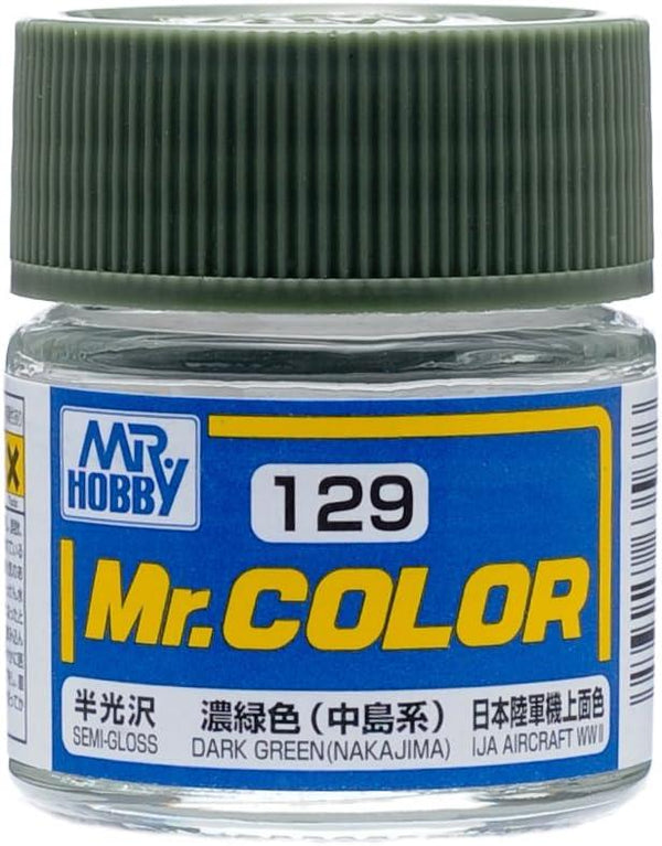 Mr. Hobby C129 Mr. Color Semi Gloss Dark Green (Nakajima) Lacquer Paint 10ml - A-Z Toy Hobby