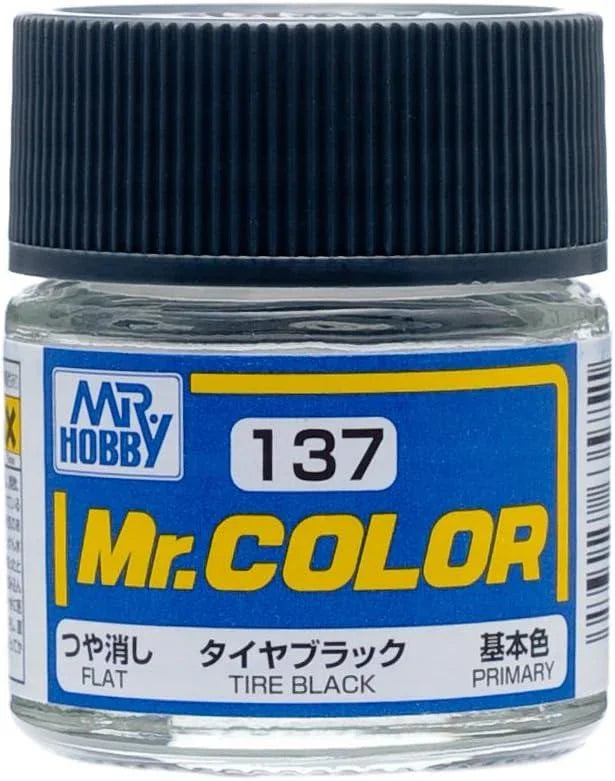 Mr. Hobby C137 Mr. Color Flat Tire Black Lacquer Paint 10ml - A-Z Toy Hobby