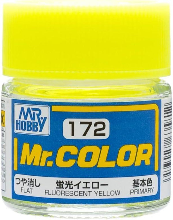 Mr. Hobby C172 Mr. Color Flat Fluorescent Yellow Lacquer Paint 10ml - A-Z Toy Hobby