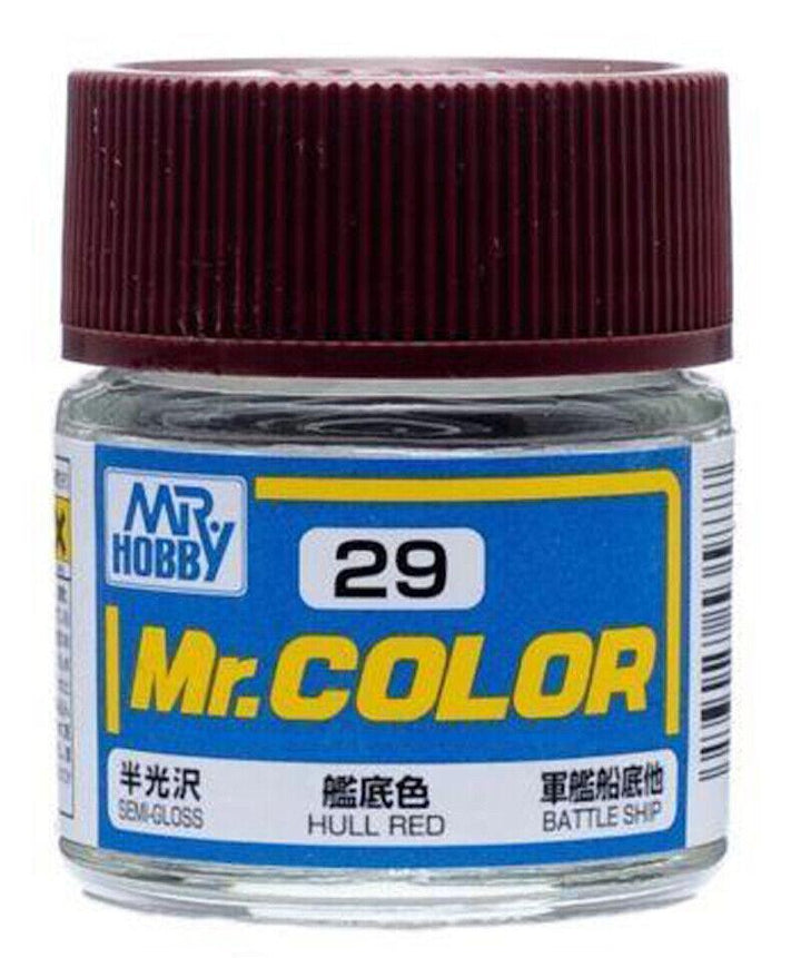 Mr. Hobby C29 Mr. Color Semi Gloss Hull Red Lacquer Paint 10ml - A-Z Toy Hobby