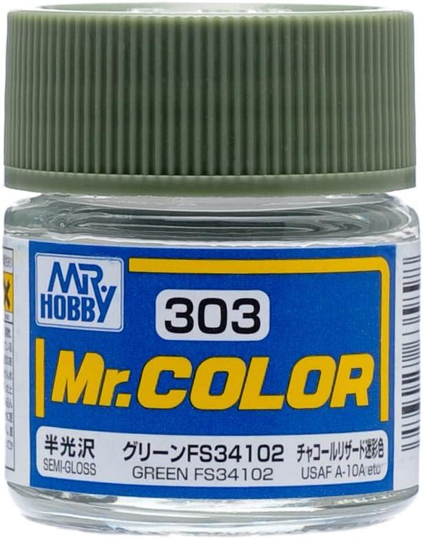 Mr. Hobby C303 Mr. Color Semi Gloss Green FS34102 Lacquer Paint 10ml - A-Z Toy Hobby