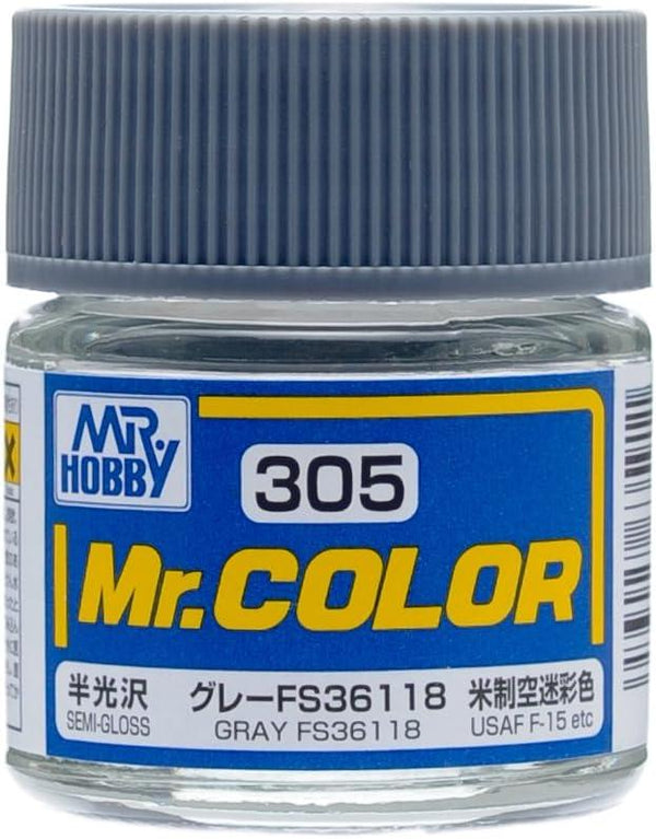 Mr. Hobby C305 Mr. Color Semi Gloss Gray FS36118 Lacquer Paint 10ml - A-Z Toy Hobby