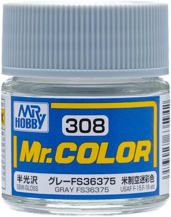 Mr. Hobby C308 Mr. Color Semi Gloss Gray FS36375 Lacquer Paint 10ml - A-Z Toy Hobby