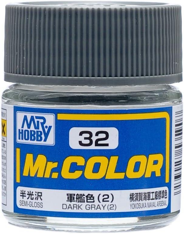 Mr. Hobby C32 Mr. Color Semi Gloss Dark Gray (2) Lacquer Paint 10ml - A-Z Toy Hobby