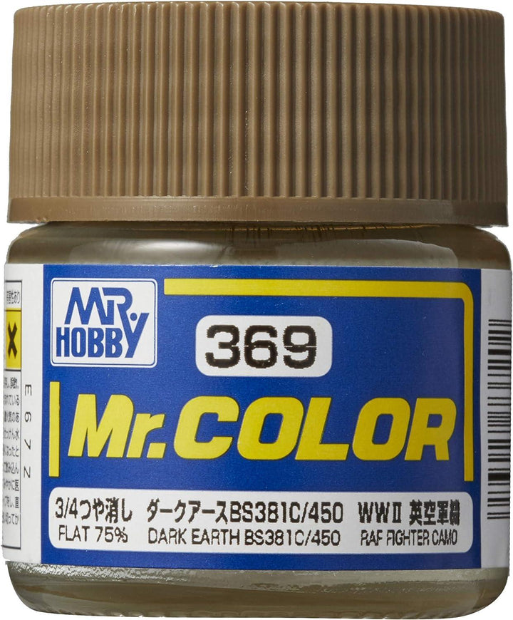 Mr. Hobby C369 Mr. Color Dark Earth BS381C/450 Lacquer Paint 10ml - A-Z Toy Hobby