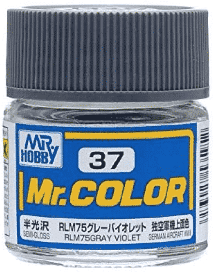 Mr. Hobby C37 Mr. Color Semi Gloss RLM75 Gray Violet Lacquer Paint 10ml - A-Z Toy Hobby