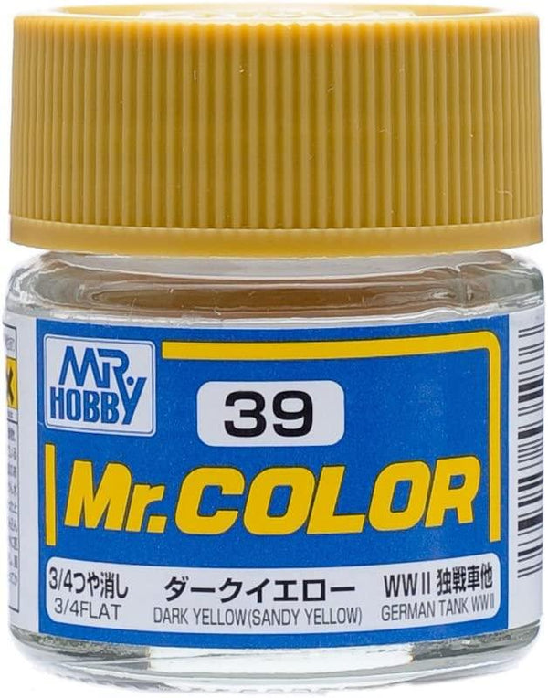 Mr. Hobby C39 Mr. Color Flat Dark Yellow (Sandy Yellow) Lacquer Paint 10ml - A-Z Toy Hobby