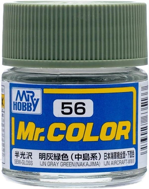 Mr. Hobby C56 Mr. Color Semi Gloss IJN Gray Green (Nakajima) Lacquer Paint 10ml - A-Z Toy Hobby