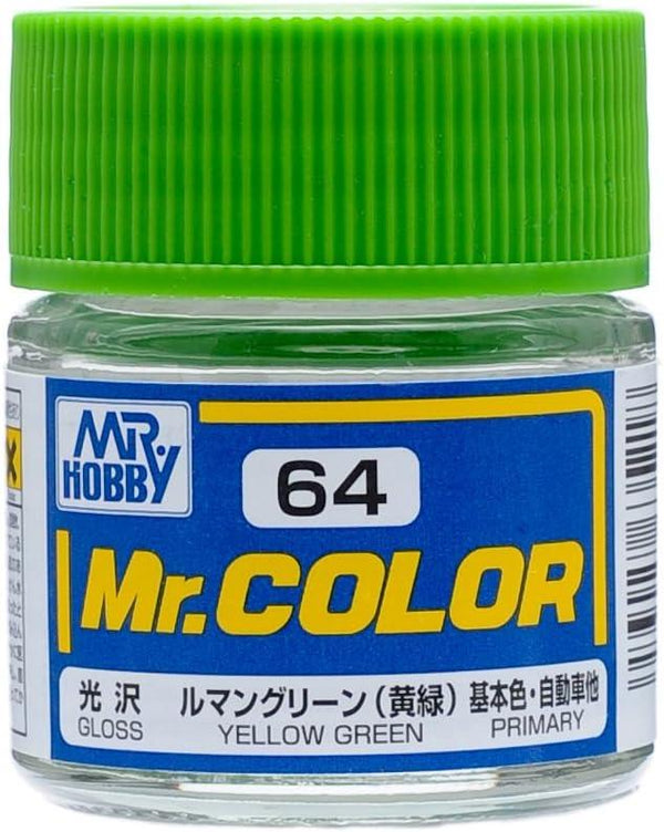 Mr. Hobby C64 Mr. Color Gloss Yellow Green Lacquer Paint 10ml - A-Z Toy Hobby