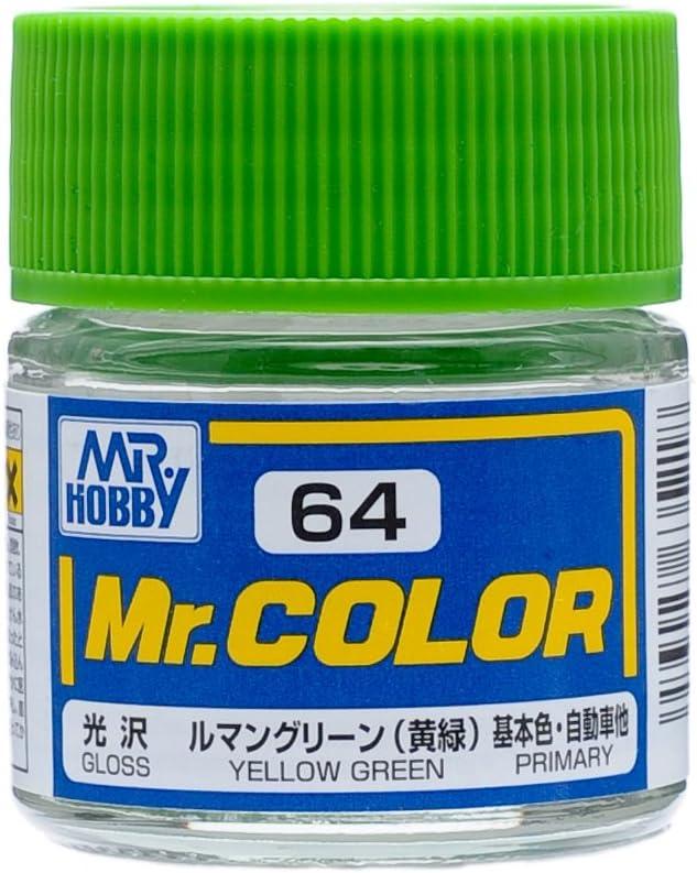 Mr. Hobby C64 Mr. Color Gloss Yellow Green Lacquer Paint 10ml - A-Z Toy Hobby