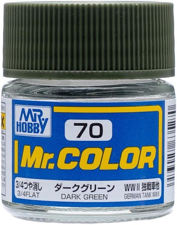 Mr. Hobby C70 Mr. Color Flat Dark Green Lacquer Paint 10ml - A-Z Toy Hobby