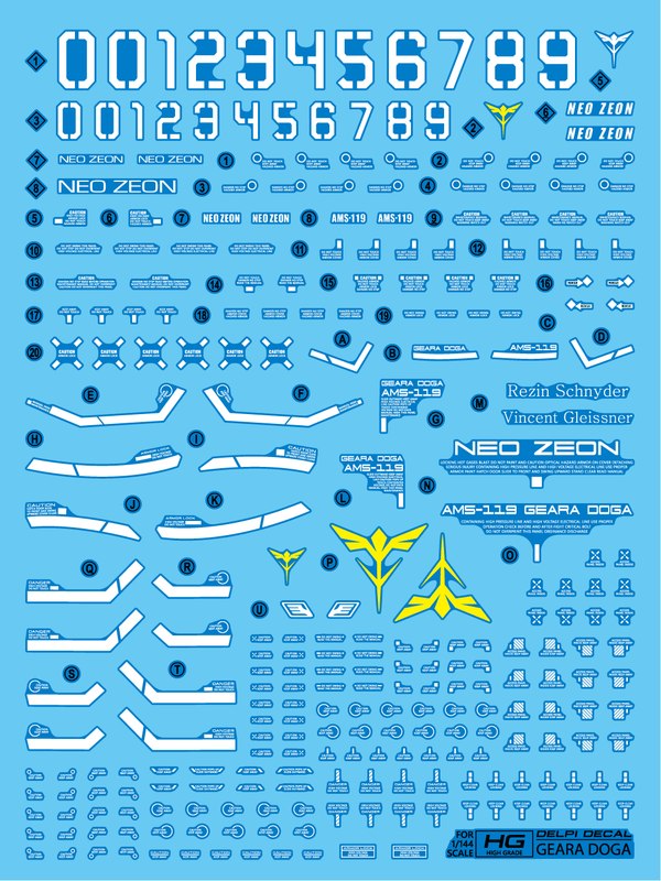 Delpi Water Decal For HG Geara Doga - A-Z Toy Hobby