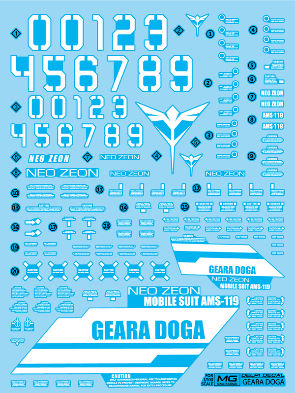 Delpi Water Decal For MG Geara Doga - A-Z Toy Hobby