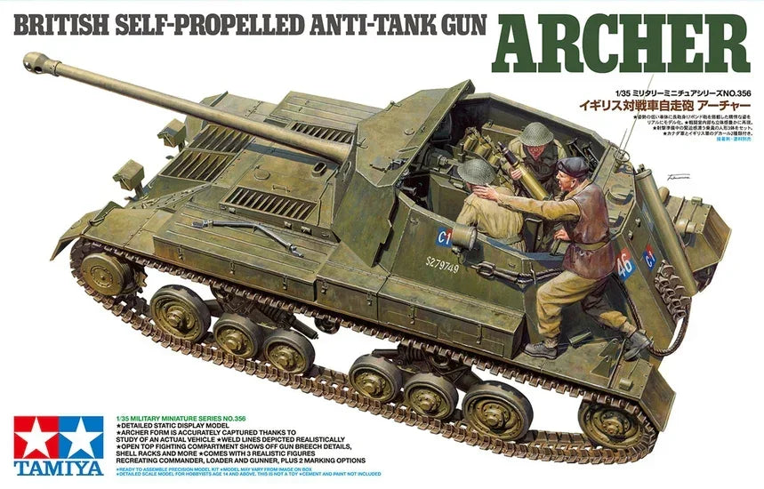 Tamiya 35356 British Anti Tank Gun Archer Self Propelled 1/35 Model Kit - A-Z Toy Hobby