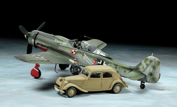 Tamiya 25213 Focke-Wulf Fw190 D-9 JV44 & Citroen Traction 11CV Staff Car 1/48 Model Kit - A-Z Toy Hobby