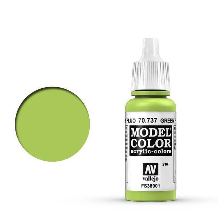 Vallejo 70737 Model Color 210 Fluorescent Green Acrylic Paint 17ml - A-Z Toy Hobby