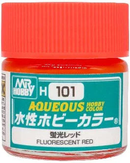 Mr. Hobby H101 Aqueous Fluorescent Red Paint 10ml - A-Z Toy Hobby
