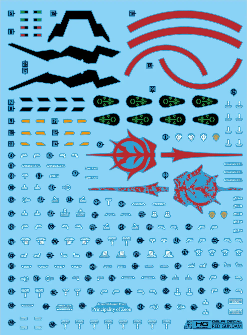 Delpi Water Decal For HG Red Gundam - A-Z Toy Hobby