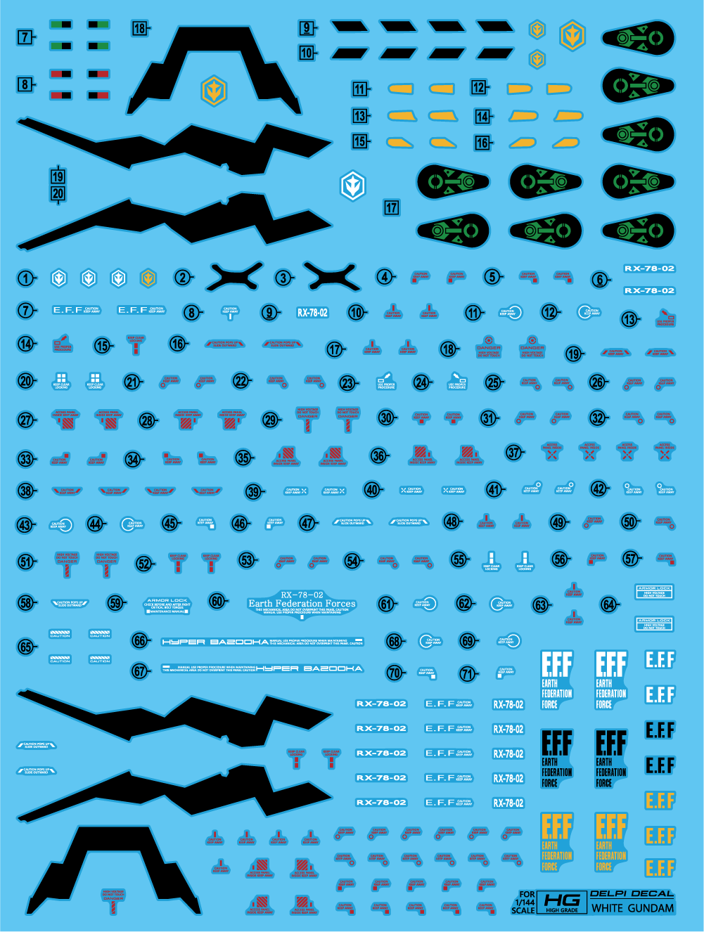 Delpi Water Decal For HG White Gundam (GQ)