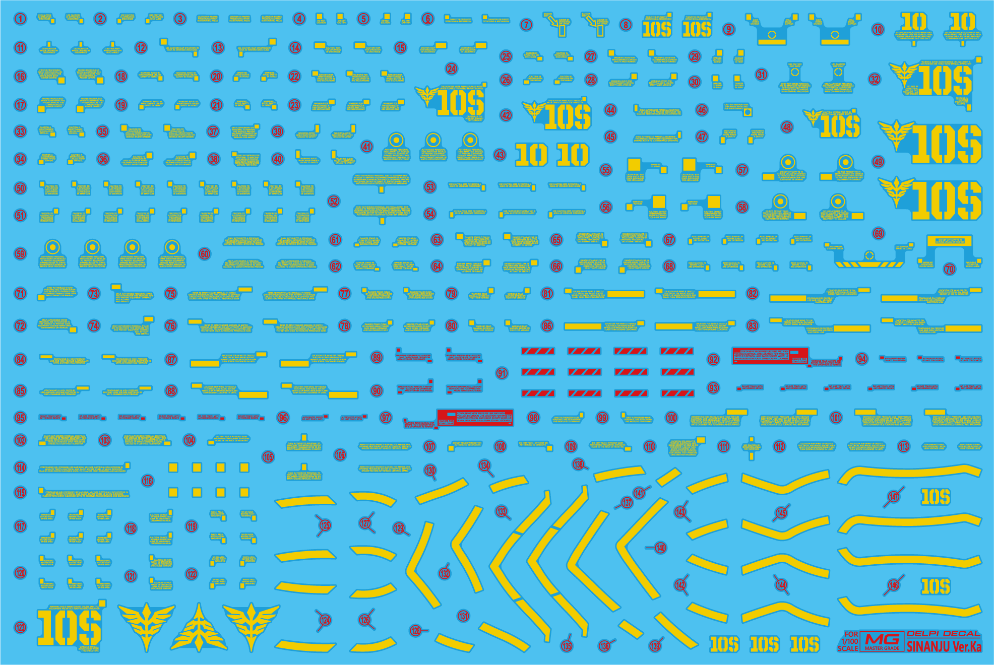 Delpi Gold Holo Water Decal For MG Sinanju - A-Z Toy Hobby