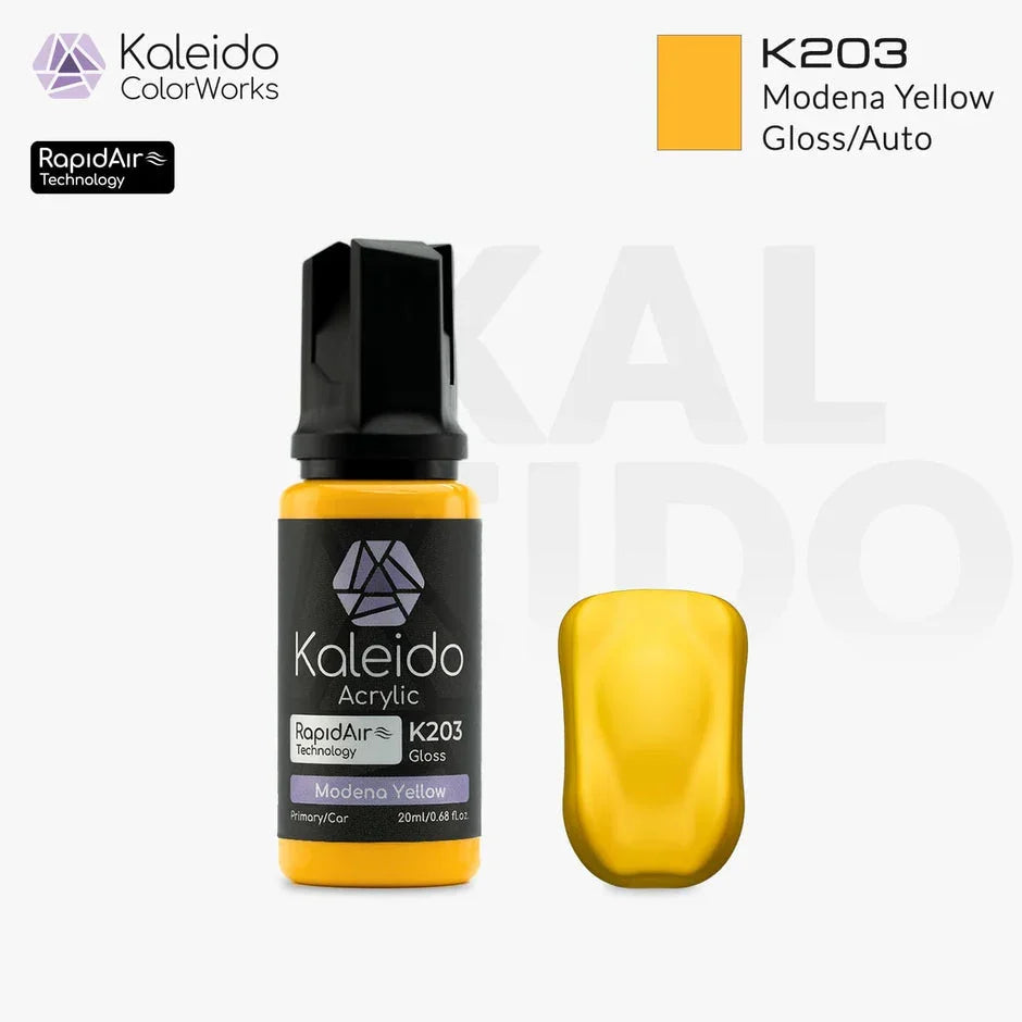 Kaleido K203 Auto Colors Modena Yellow Acrylic Paint 20ml - A-Z Toy Hobby