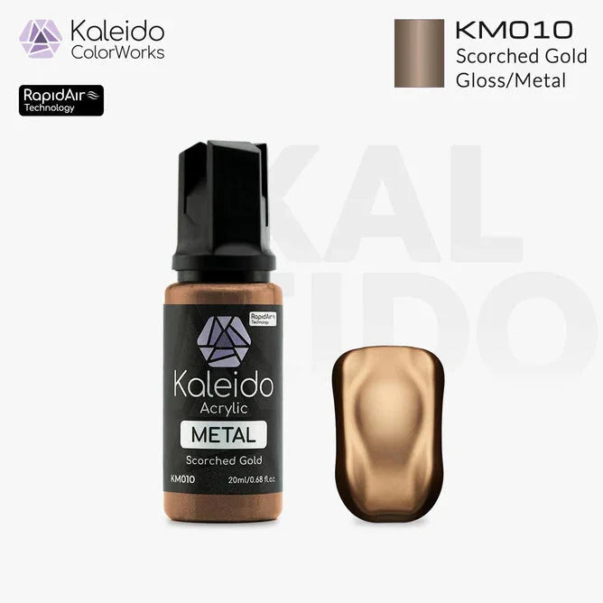 Kaleido KM010 Metal Colors Scorched Gold Acrylic Paint 20ml - A-Z Toy Hobby