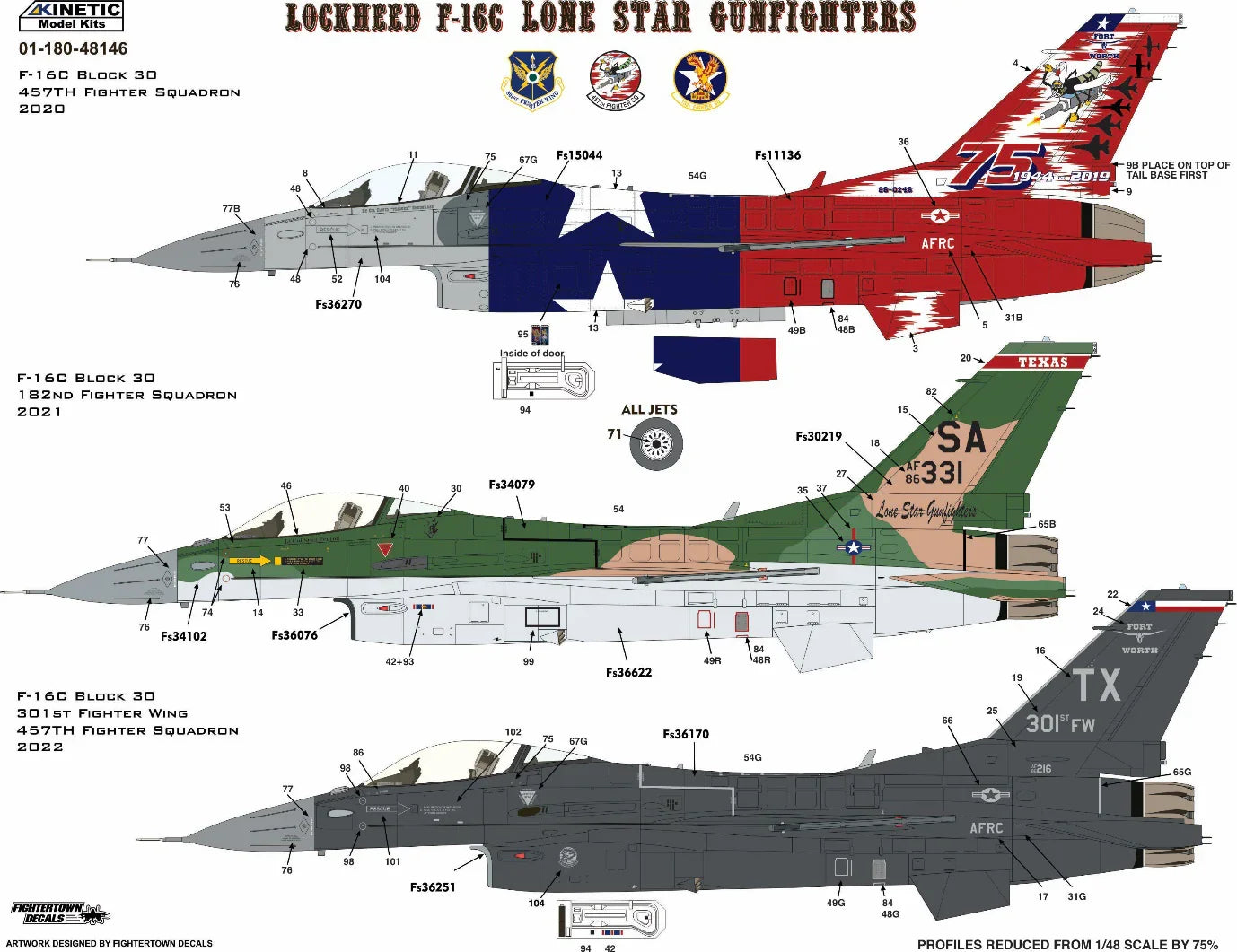 Kinetic 48146 F-16C Texas ANG The Lone Star Gunfighters 1/48 Model Kit - A-Z Toy Hobby