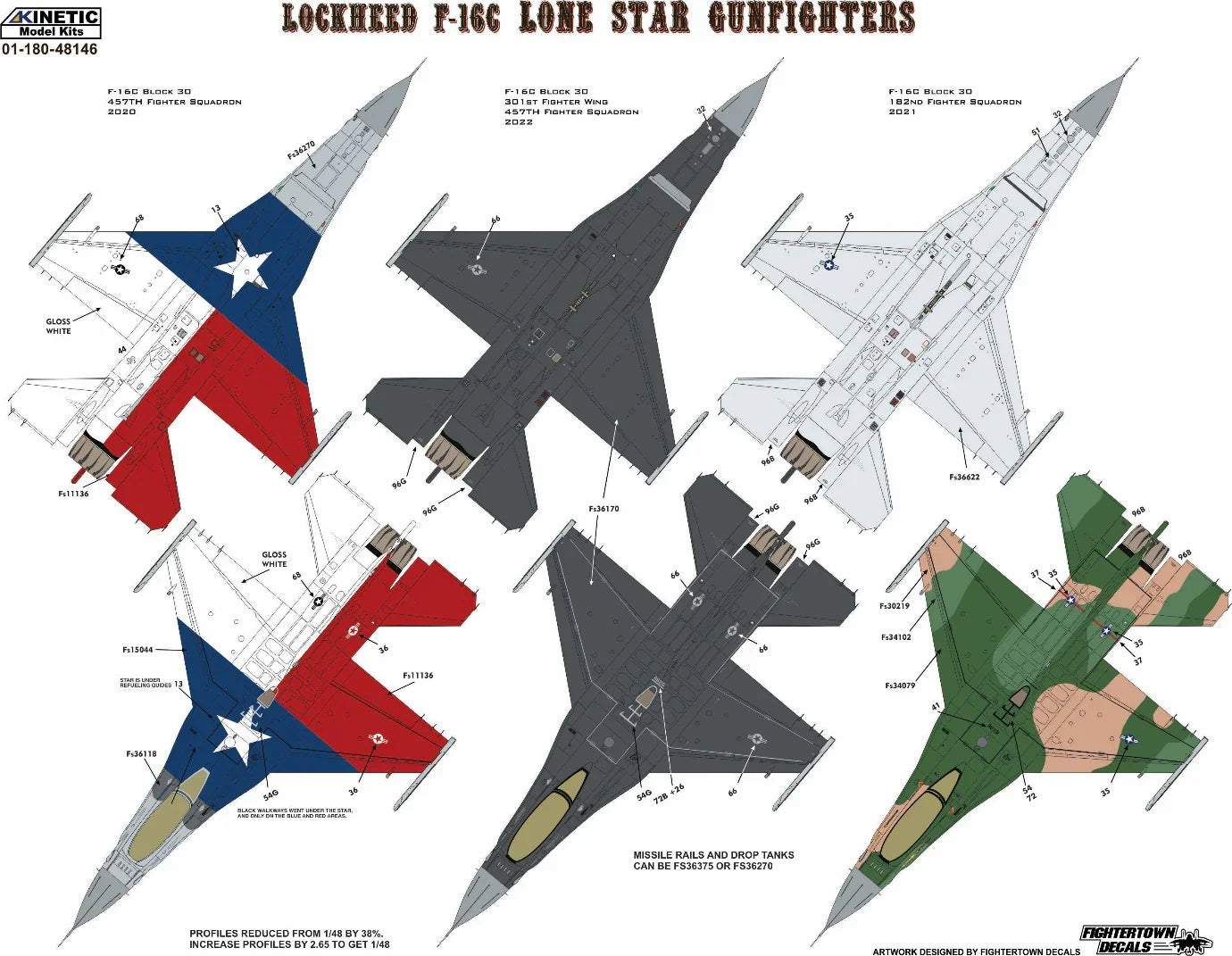 Kinetic 48146 F-16C Texas ANG The Lone Star Gunfighters 1/48 Model Kit - A-Z Toy Hobby