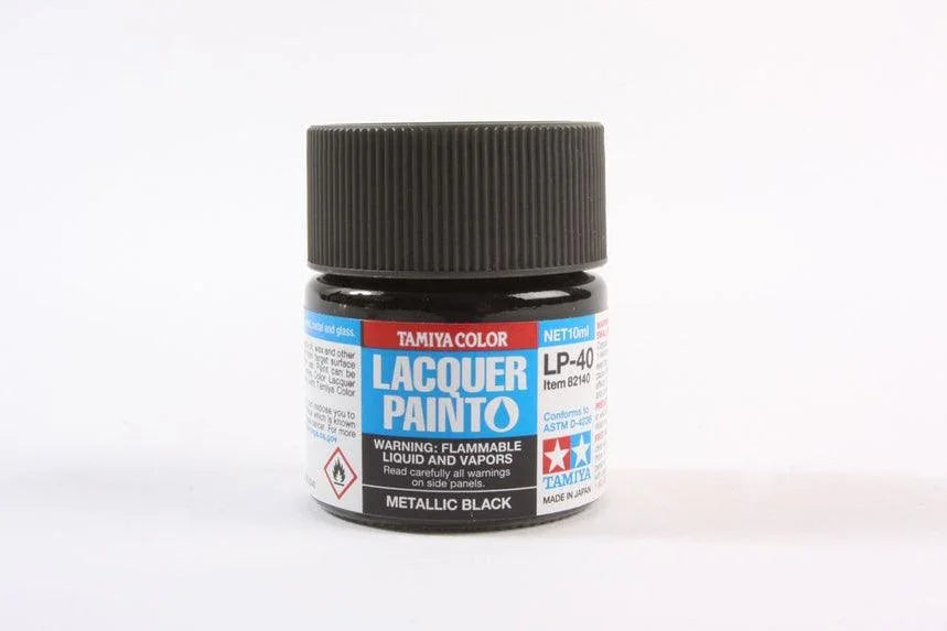 Tamiya 82140 LP-40 Metallic Black Lacquer Paint 10ml TAM82140 - A-Z Toy Hobby