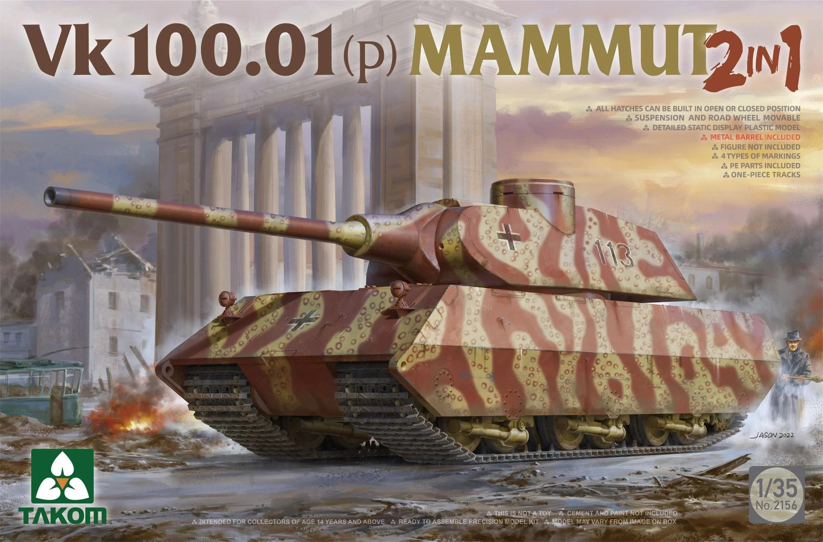 Takom 2156 German VK 100.01(p) Mammut 2 in 1 1/35 Model Kit - A-Z Toy Hobby